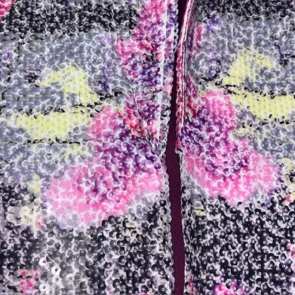 CHLOE K. MULTI-COLOR SEQUIN LONG SLEEVE BLAZER JACKET LINED SIZE MEDIUM FLASHY - Picture 3 of 6